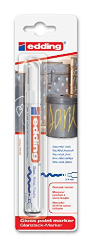 edding 750/1-49 - Blíster con 1 rotulador permanente tinta opaca, color blanco