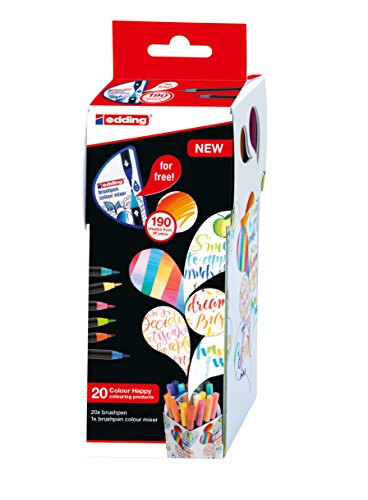edding Color Happy Box CH20+1 - Caja con 20 Rotuladores de Color y un Brushpen, Multicolor