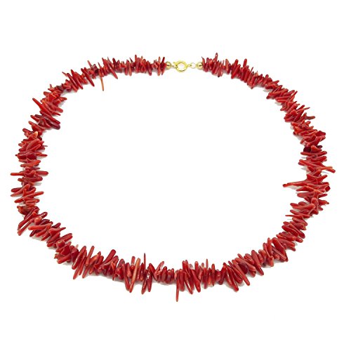 El Coral Collar Rojo Puntas y Cierre Dorado