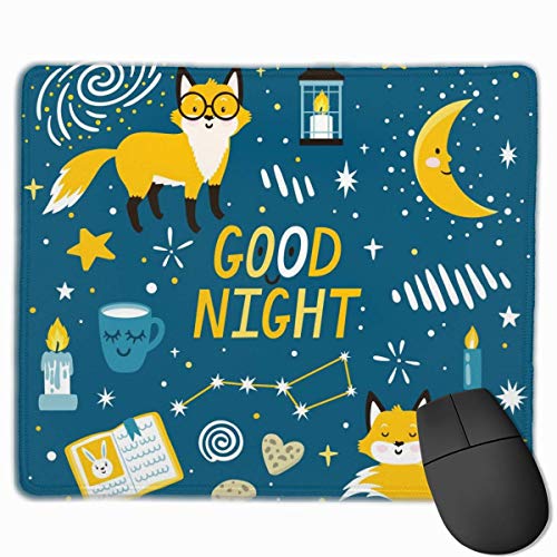 El Mouse Pad Vector Magic Set de Iconos de Noche Cute Fox, Moon, Book, Candles, Milk and Cookies Gaming Mouse Pad