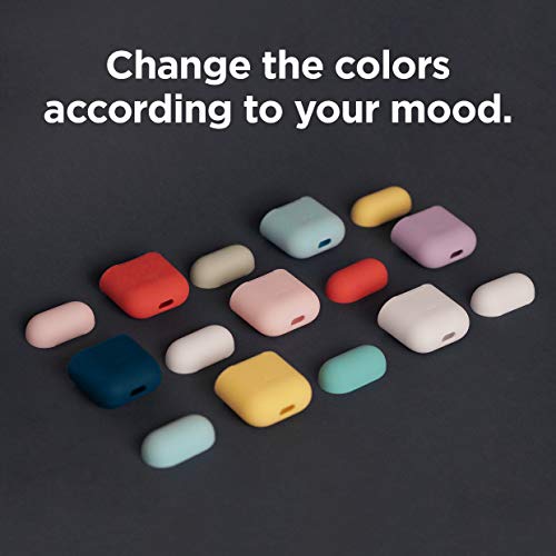 elago AirPods Duo Funda de Silicona Compatible con Apple AirPods 2&1-2 Colores Tapas, Protección Adicional, Sin bisagra, Soporte Carga Inalámbrica (Body-Jean Indigo/Top-Melocotón, Gris Medio)