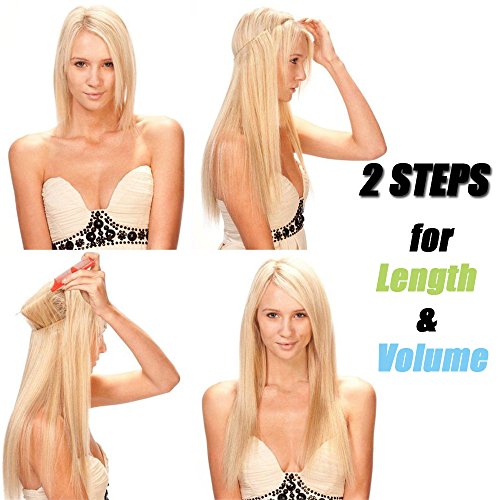 Elailite Hilo Invisible Pelo Humano Extensiones Cabello Naturel Ondulada Mecha - 40 CM #02 Castaño Oscuro - [Un Hilo - Una Banda] 100% Human Hair