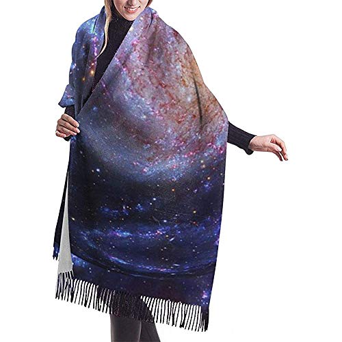 Elaine-Shop Imitate Cachemira Bufanda de invierno Pashmina Chal Wraps Manta Bufandas Elegante abrigo para mujer Galaxy Fog Kosmus Universe Vía Láctea Cielo nocturno