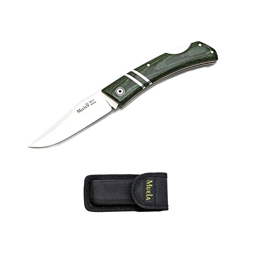 Electropolis Navaja de Caza con Bloqueo Muela ZX ZX-8G, cachas micarta Verde, Mango de 10 cm, Hoja MOVA de 8,5 cm + Tarjeta Multiusos de Regalo