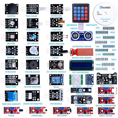 ELEGOO Actualizado 37-en-1 Kit de Módulos de Sensores con Tutorial Compatible con Arduino UNO R3 Mega 2560 Nano Raspberry