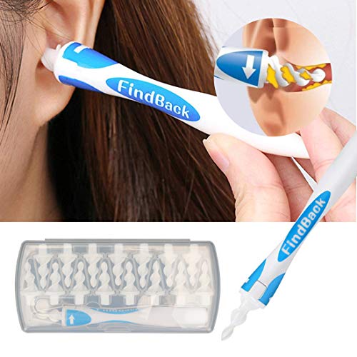 Eliminador de cera para oídos, kit de herramientas para eliminar cera de oídos en espiral con 16 puntas lavables, seguro y suave, apto para niños y adultos