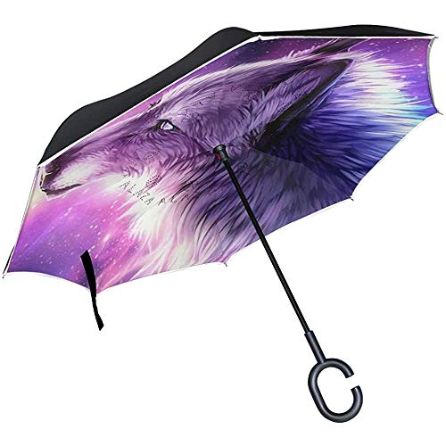 Elxf Paraguas invertido Cool Cat Friday Reverse Umbrella Protección UV A Prueba de Viento para el Coche Rain Sun Outdoor Black