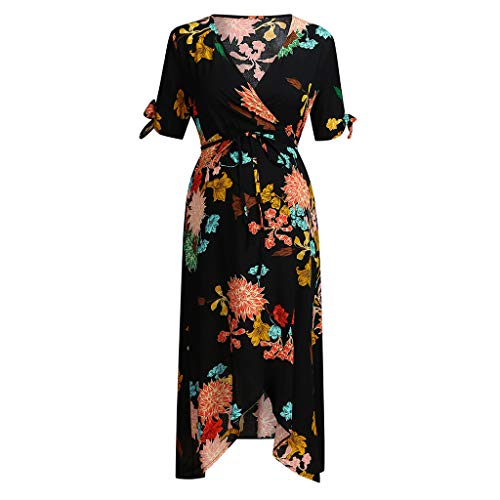 Embarazada Premamá Casuales Vestidos de Fiesta Playa Cuello-V Cintura Alta con Flor Verano Vestido de Maternidad Suave Comodo Faldas Fannyfuny