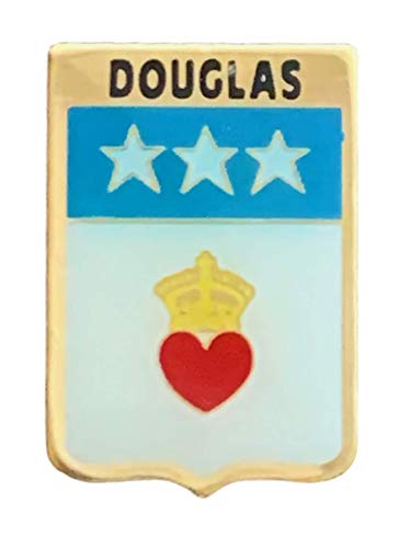 Emblems-Gifts - Caja de regalo personalizada y broche de solapa de Douglas con texto en inglés "Family Clan Crested"