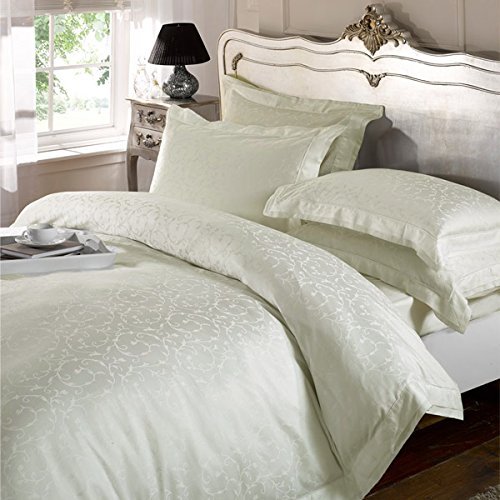 Emma Barclay Isadora - Set de funda de edredón - Percal de algodón - 300 hilos - Crema - Matrimonio