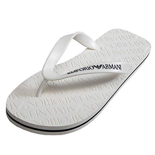 Emporio Armani Chancletas Clásicas De Logotipo, Blanco UK 12