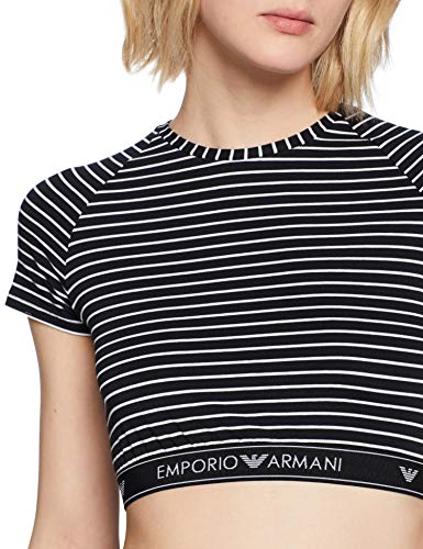 Emporio Armani Underwear 9p219 Camiseta, Multicolor (Negro Riga Bianco 18920), 38 (Talla del Fabricante: Medium) para Mujer