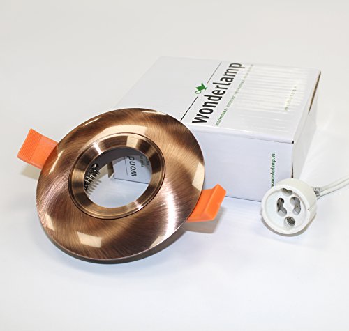 Empotrable de techo Mod. Round redondo aluminio color bronce rojo GU10. Dimensiones : 9.75 x 2.6 cm. Taladro: 7 cm.