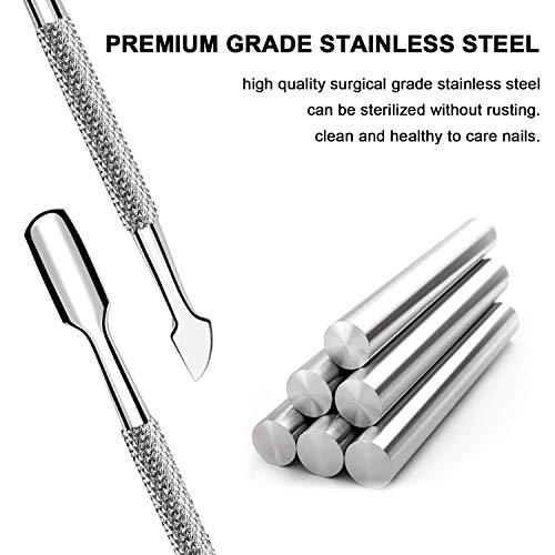 Empujador de cutículas profesional de acero inoxidable de doble cabeza