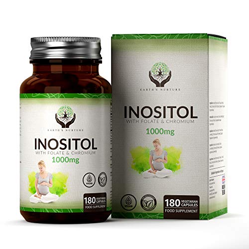 EN Myo Inositol 1000mg Acido Folico 200mg & Cromo 100mg | 180 Cápsulas Veganas | Para Apoyar la Salud de la Mujer | Hecho en el RU en Instalaciones con Licencia ISO | Sin OGM, Gluten o Lácteos