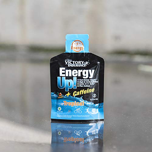 Energy Up Gel Cafeína Sabor Tropical, con cafeína. Con plus de sodio. Energía inmediata