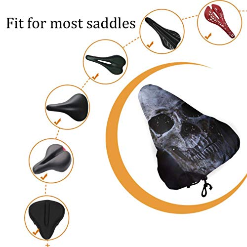 Enoqunt Fundas de Asiento de Bicicleta para niñas Skull Cool Bone Scary Tattoo Funda de Asiento de Bicicleta Lavable Funda de Asiento para Bicicleta con sillines de Bicicleta con cordón