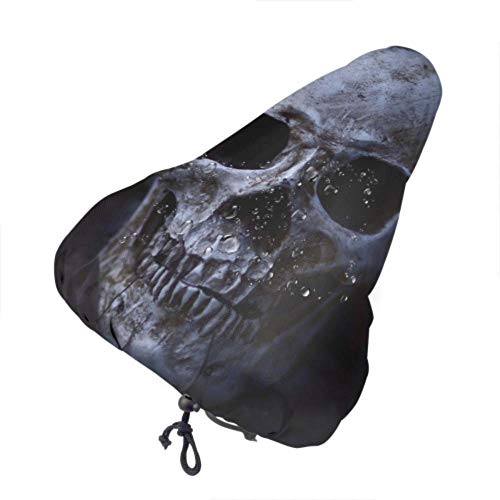 Enoqunt Fundas de Asiento de Bicicleta para niñas Skull Cool Bone Scary Tattoo Funda de Asiento de Bicicleta Lavable Funda de Asiento para Bicicleta con sillines de Bicicleta con cordón