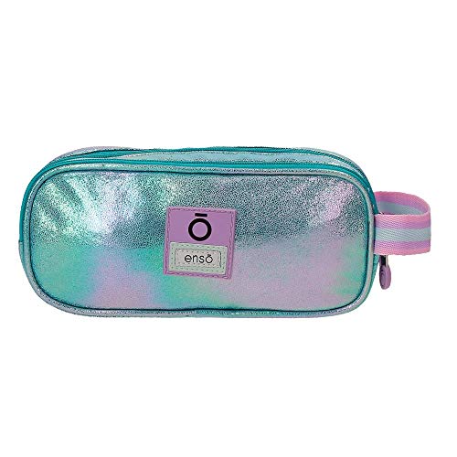 Enso Estuche Triple Cremallera Be a Mermaid, color Verde