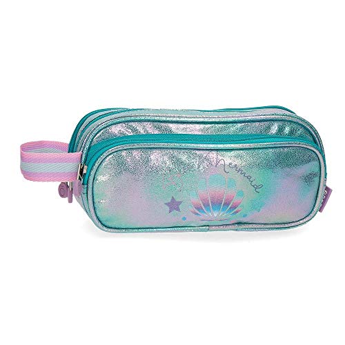 Enso Estuche Triple Cremallera Be a Mermaid, color Verde