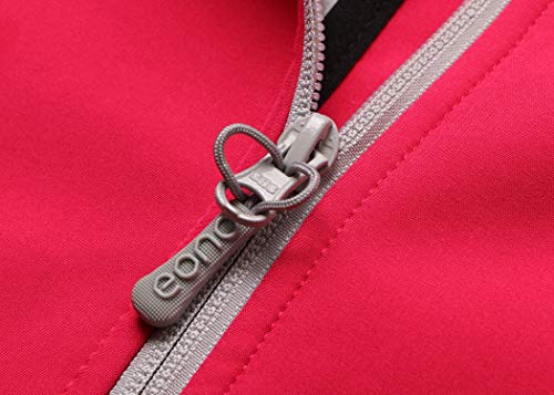 Eono Essentials - Chaqueta de senderismo de entretiempo con capucha para mujer, S (rojo chillón)