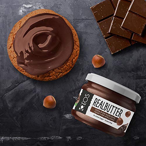 EOS - Crema de Cacao y Avellanas Saludable 200g - Sin azúcares añadidos y 65% Avellana