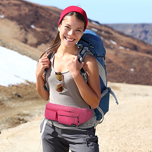EOTW Riñonera Mujer para Llevar Pasaporte,Cargador,Gafas de Sol, Crema Protectora y Teléfonos hasta 6 Pulgadas,Bolso de Cintura Viajar,Hípica,Golf, Acampada,Comprar. (Rosa)