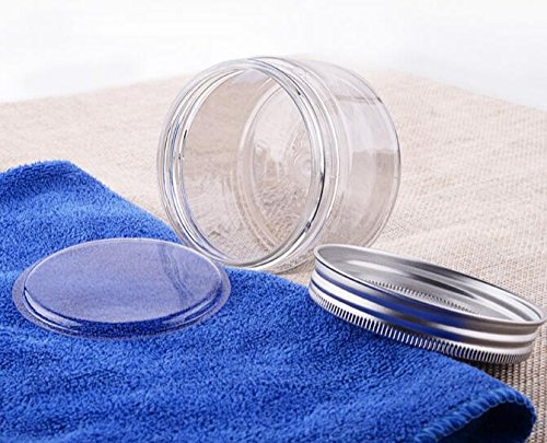 erioctryJuego de 6 recipientes vacíos de plástico PET, con tapa de aluminio plateado, 50/100/150 g, para cosméticos, cremas, maquillaje, ,  150G,  Transparente,, ]