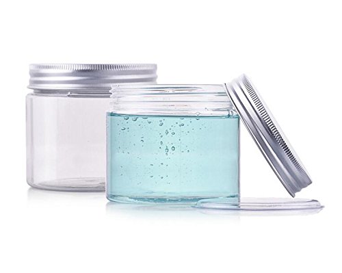 erioctryJuego de 6 recipientes vacíos de plástico PET, con tapa de aluminio plateado, 50/100/150 g, para cosméticos, cremas, maquillaje, ,  150G,  Transparente,, ]