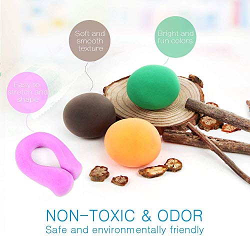 ESAND Arcilla seca al aire, 36 colores de arcilla de modelado el mejor regalo para niños, arcilla mágica ultra ligera con herramientas de modelado y proyecto, no pegajosa y no tóxica