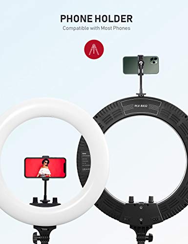 ESDDI - Anillo de luz LED Regulable de 18 Pulgadas, Bicolor 3200 K-6500 K, Kit con trípode y Soporte para teléfono móvil para Selfies, vídeos y Maquillaje