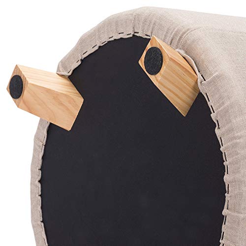 eSituro Taburete Tapizado Caja de Almacenamiento Cubo con Espacio de Almacenamiento Tapa Lino Extraíble Crema SOM0058