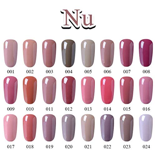 Esmalte de Uñas Semipermanentes Set de Uñas Pintauñas Manicura Semipermanente Color Uñas de Gel UV LED Soak Off 24pcs 10ml de Fairyglo - Nude kit 007