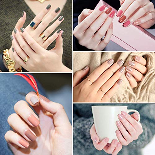 Esmalte de Uñas Semipermanentes Set de Uñas Pintauñas Manicura Semipermanente Color Uñas de Gel UV LED Soak Off 24pcs 10ml de Fairyglo - Nude kit 007