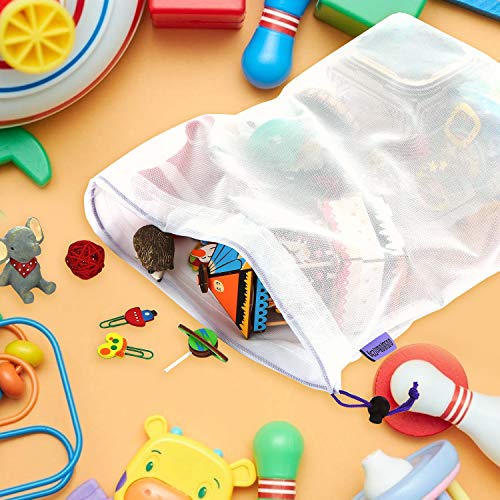 esonmus Bolsas de la Compra Reutilizables 12PCS Bolsas Reutilizables de Productos para Juguetes De Verduras De Frutas Lavable (Blanco)