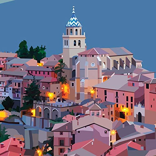 España Poster Wall Art Prints Colorido Obra Aragon Poster Teruel Art Canvas Painting Spanish Nursery Wall Decor 30X45CM SIN marco