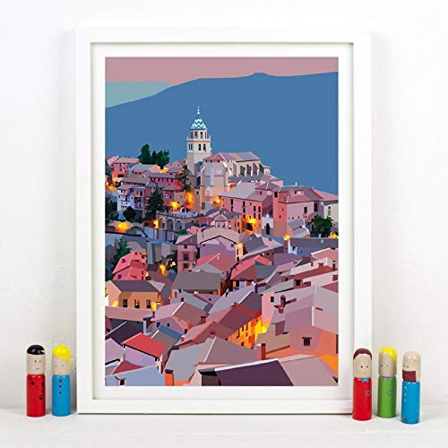 España Poster Wall Art Prints Colorido Obra Aragon Poster Teruel Art Canvas Painting Spanish Nursery Wall Decor 30X45CM SIN marco