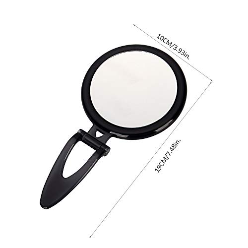 Espejo de dos caras, Espejo de aumento 20X/1X, Espejo para maquillaje plegable con soporte/portátil, para usar en aplicaciones de maquillaje. (Negro)