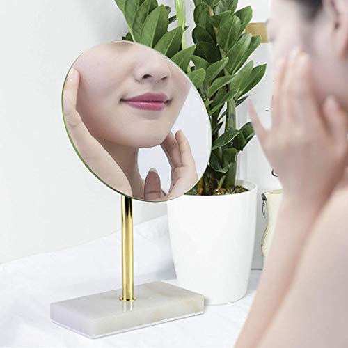 Espejos de tocador de encimera, Espejos de Afeitar Espejo de Maquillaje Espejo de baño cosmético Redondo 1X Lupa de Doble Cara de Mano con Soporte Espejos de Afeitar Espejo de Maquillaje