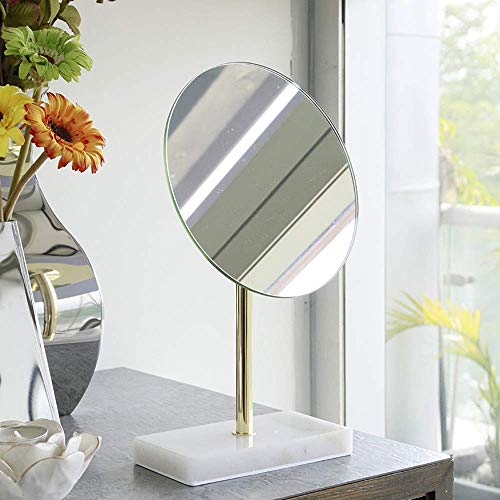 Espejos de tocador de encimera, Espejos de Afeitar Espejo de Maquillaje Espejo de baño cosmético Redondo 1X Lupa de Doble Cara de Mano con Soporte Espejos de Afeitar Espejo de Maquillaje