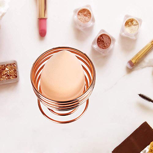 Esponja para maquillaje y polvos, soporte de exhibición de esponja, 3 piezas, oro rosa