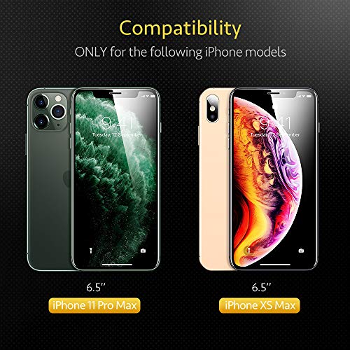 ESR 2-Pack Protector de Pantalla para iPhone 11 Pro MAX/iPhone XS MAX de Cristal Vidrio Templado Cobertura Total, Bordes curvados 3D, Marco de instalación fácil para iPhone 11 Pro MAX/XS MAX.