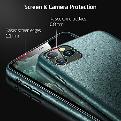 ESR Funda de Auténtico Cuero Premium Compatible con iPhone 11 Pro, Funda Fina para Teléfono de Cuero, Funda Slim, Resistente a Arañazos, Funda Protectora iPhone 11 Pro 2019 – Verde.