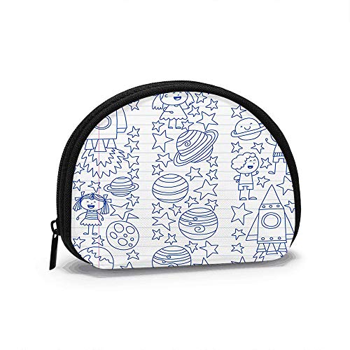 Establecer Iconos de Elementos espaciales Doodle The Arts Aventura Educación Mujeres Niñas Shell Cosmético Maquillaje Bolsa de Almacenamiento Monedas de Compras al Aire Libre Organizador de Billetera