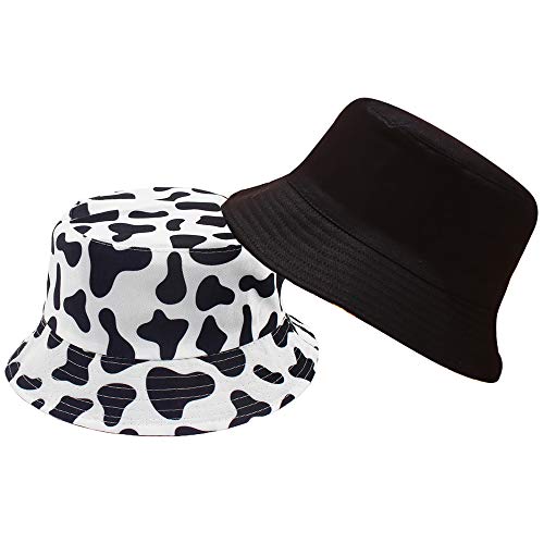 Estampado de Vaca Mujer Hombre Gorro de Pescador Sombrero de Pescador Protección Solar Gorro de Playa Al Aire Libre Plegable Reversible