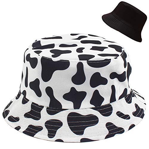 Estampado de Vaca Mujer Hombre Gorro de Pescador Sombrero de Pescador Protección Solar Gorro de Playa Al Aire Libre Plegable Reversible
