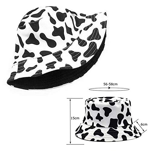 Estampado de Vaca Mujer Hombre Gorro de Pescador Sombrero de Pescador Protección Solar Gorro de Playa Al Aire Libre Plegable Reversible