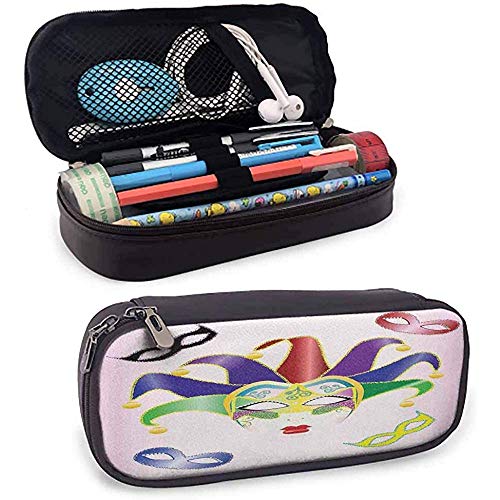 Estuche de bolígrafo de mascarada para la escuela Ilustración de estilo abstracto de máscaras de carnaval de Navidad Diseño de bufón Imprimir