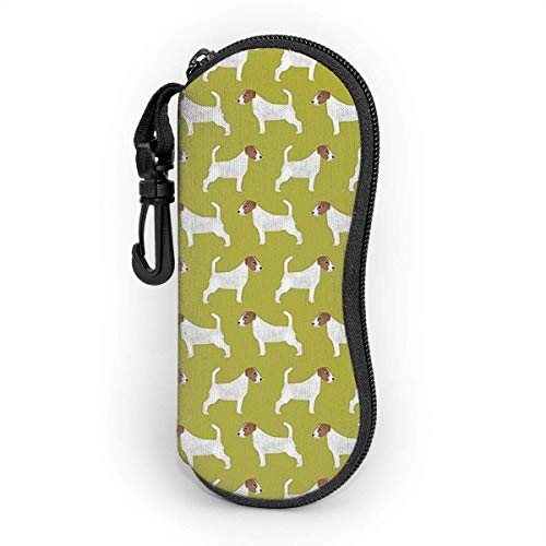 Estuche de gafas de sol y anteojos impermeables y duraderos Jack Russell Terrier Estuche de almacenamiento de gafas de neopreno con cremallera de viaje portátil