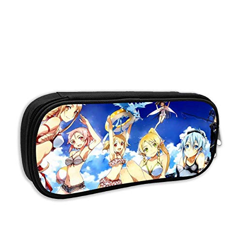 Estuche de lápices con cremallera, Sword Art Online Beautiful Girl Bikini Pool Party Animación japonesa Estuches cosméticos Organizador de escritorio